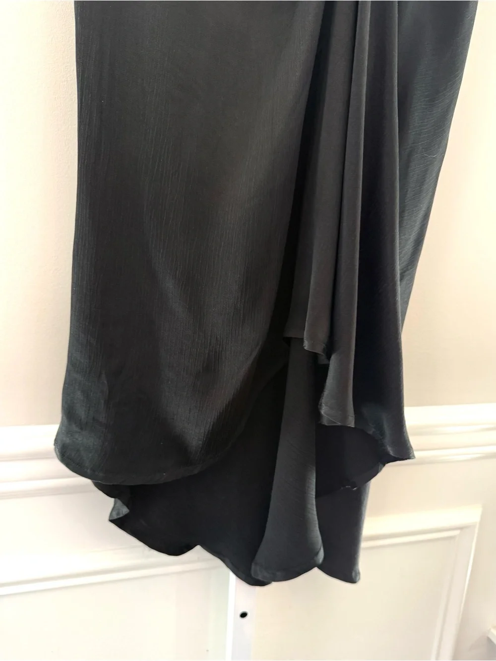 ba&sh Black Nelly Midi Skirt Satin Twist Front Draped Bias Cut Designer Size L